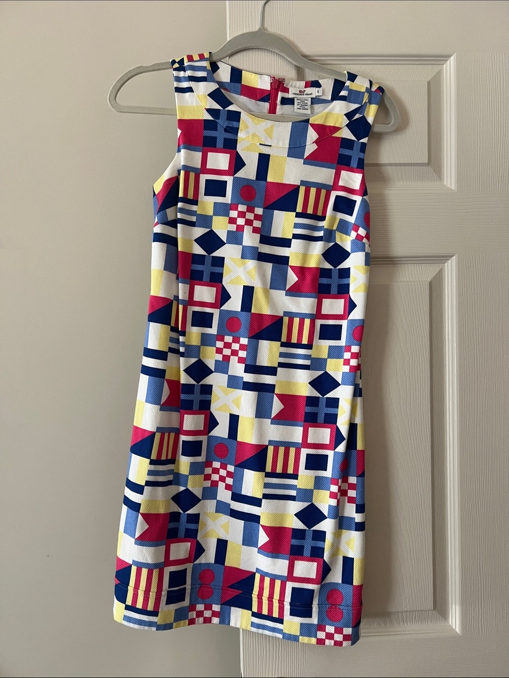 Vineyard Vines Nautical Geo Print Shift Dress in Blue, Red, Yellow, White